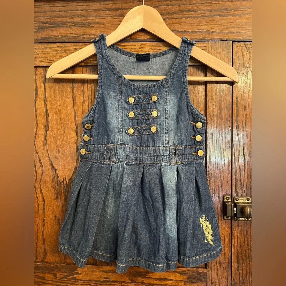 Vintage US Polo Assn. Sleeveless Denim Pleated Dress, 3T